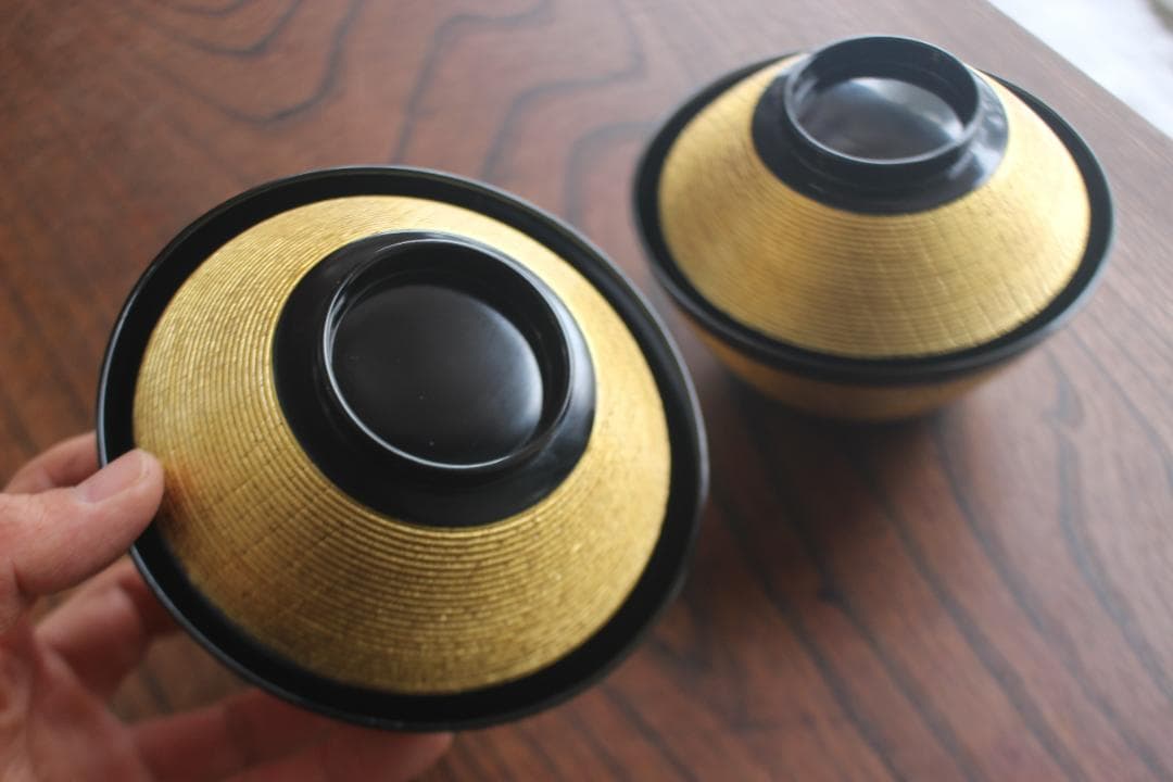 時代逸品！極上金塗糸目の美しいお椀2点（検輪島塗京塗雑煮椀