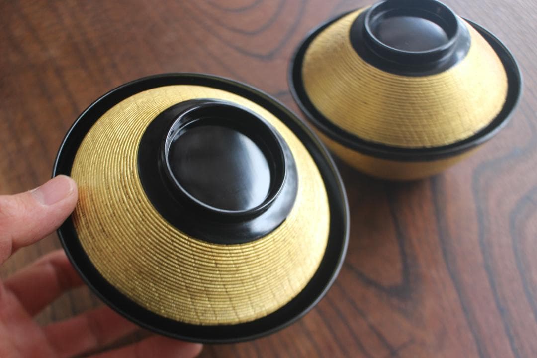 時代逸品！極上金塗糸目の美しいお椀2点（検輪島塗京塗雑煮椀