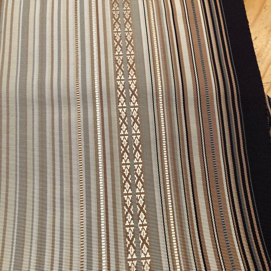 本場筑前博多織 名古屋帯 未使用品　シックな多色縞 モダン 洒落帯