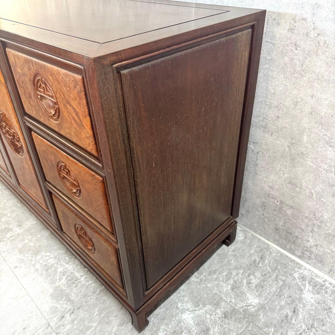 重厚な存在感　中国家具 花梨材 唐木 サイドテーブル 無垢 高級飾り家具