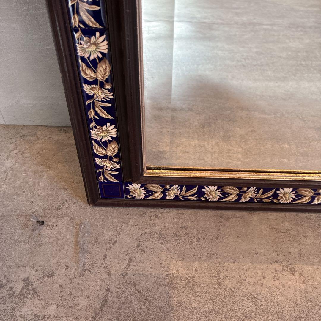 イタリア製　壁掛けミラー　木製