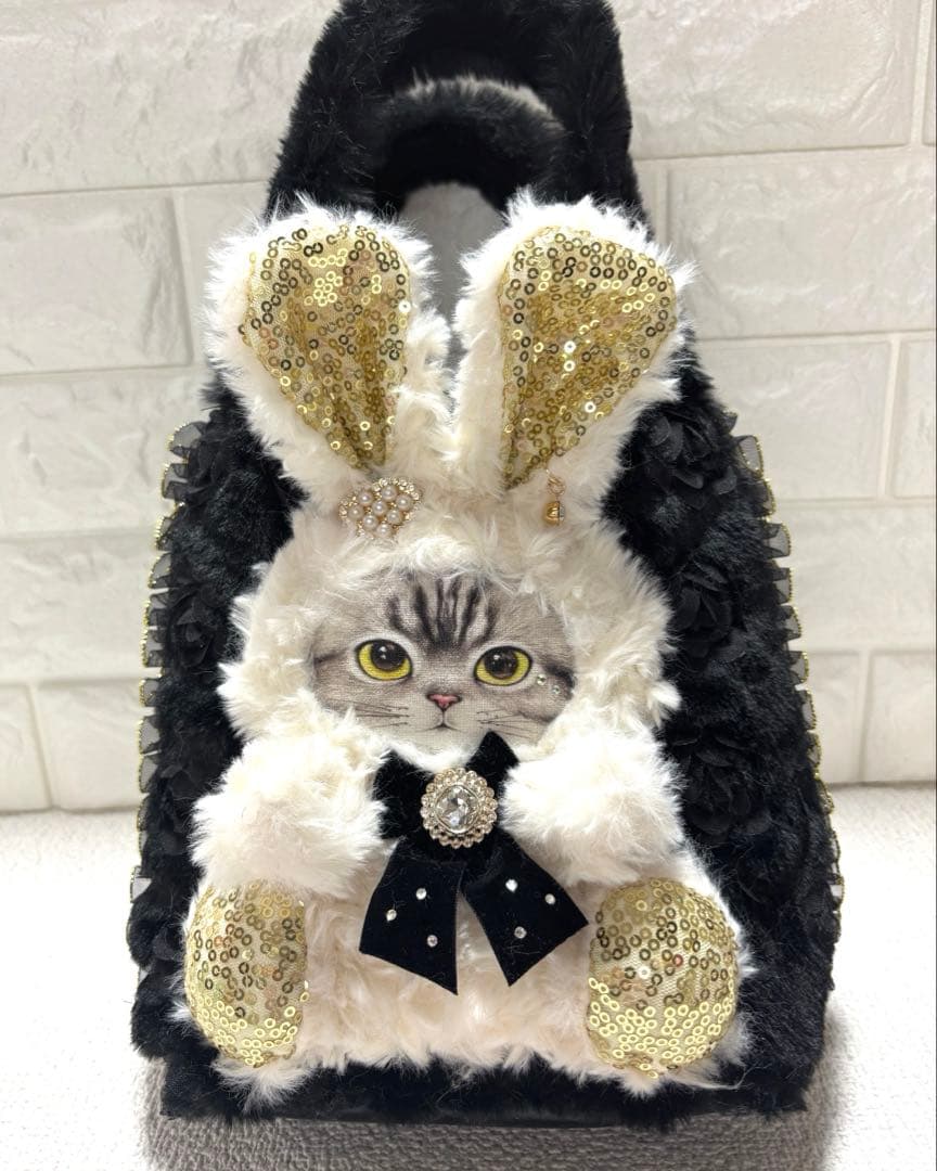 黒*こ様 コヤンイサムチョン　サイドファスナーバッグ　白うさぎちゃん　ヒョウ柄