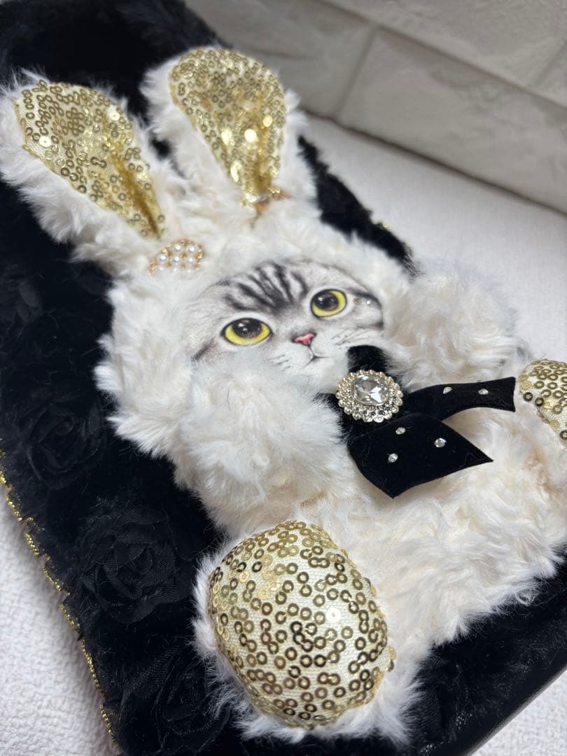 黒*こ様 コヤンイサムチョン　サイドファスナーバッグ　白うさぎちゃん　ヒョウ柄