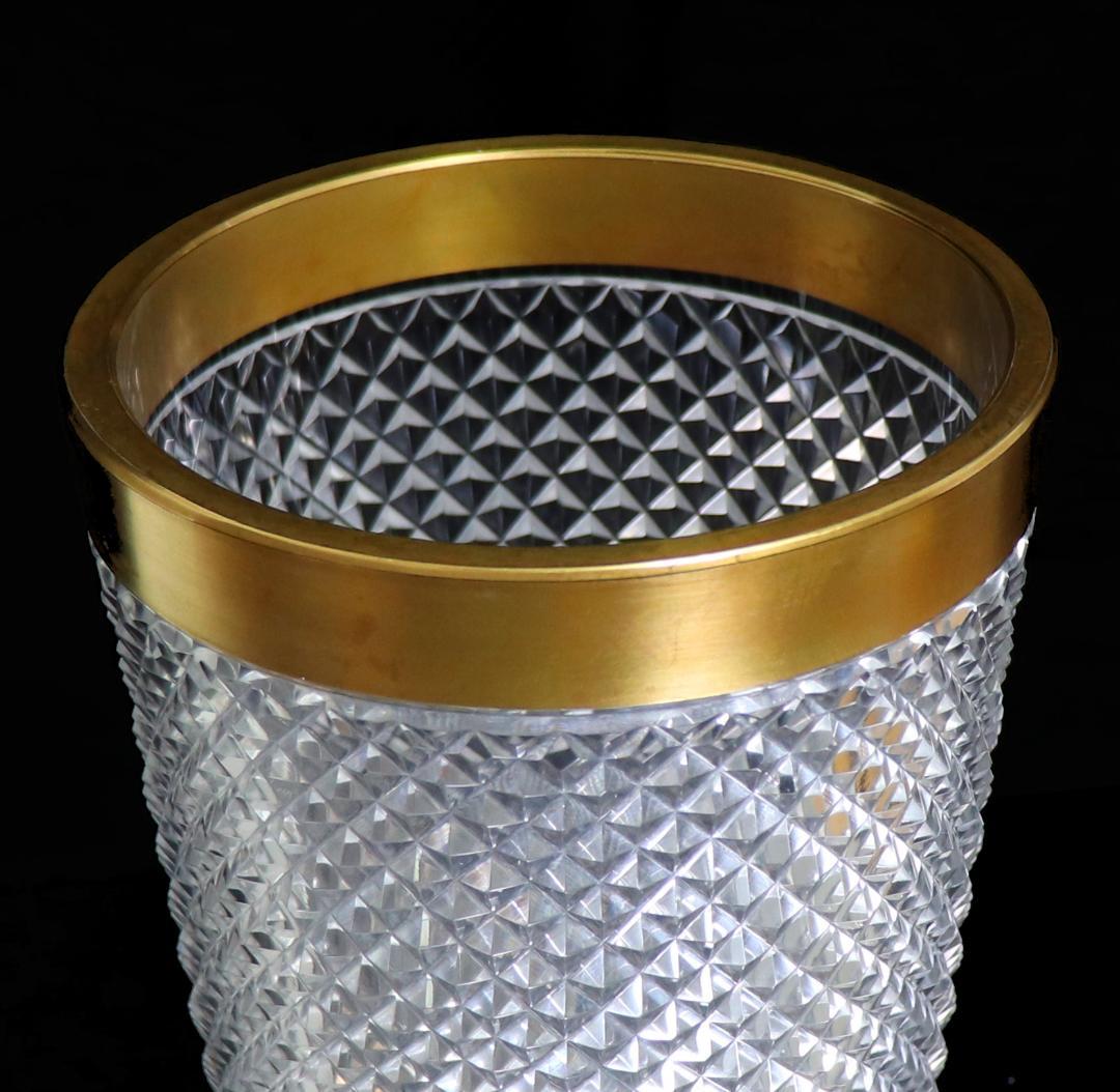 オールド・バカラ 1880年頃 切子装飾金縁大型壺21cm花瓶ギヤマンディアマン