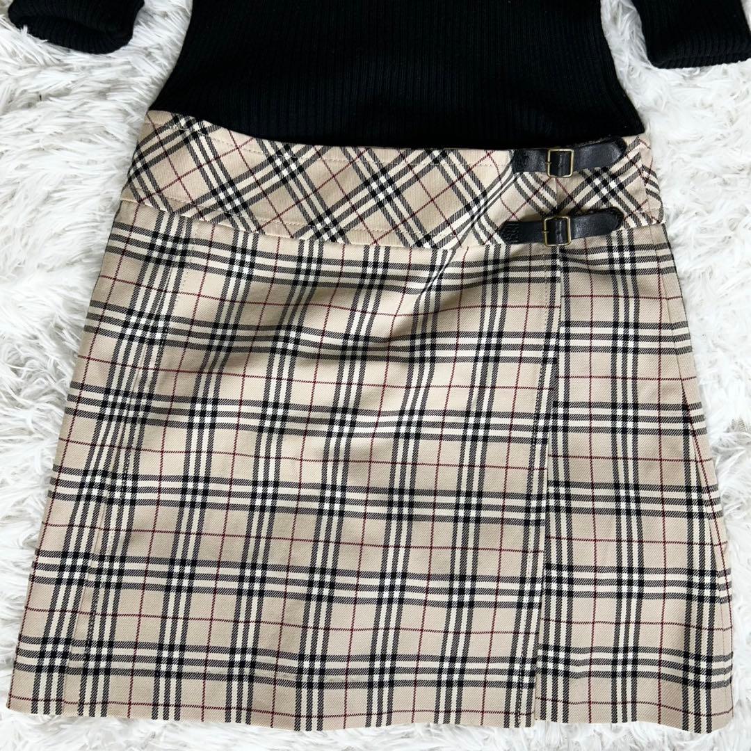 美品✨バーバリー ブルーレーベル ドッキングワンピース ノバチェック 38