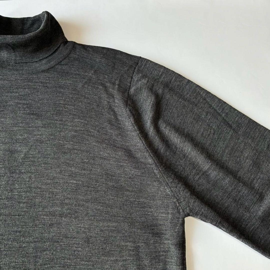 美品 英国製 JOHN SMEDLEY 30G タートルネック ニット セーター
