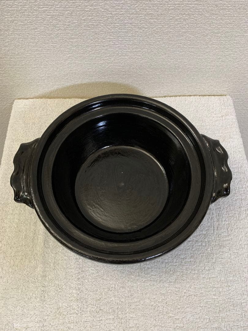 【土鍋・未使用】陶あん窯 京焼・清水焼 黒釉八号京鍋