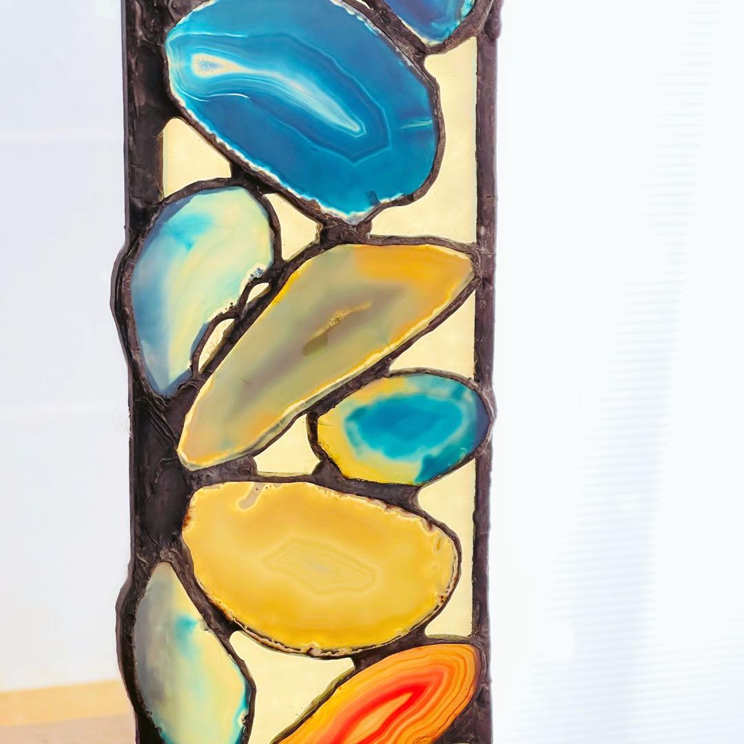 ✮レア✮ ステンドグラス　鏡　ミラー　壁掛け　メノウ　天然石