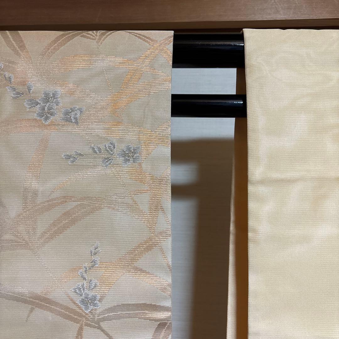 未使用級 美品 単衣　紗紬風　小紋 夏　フルセット 高級化繊