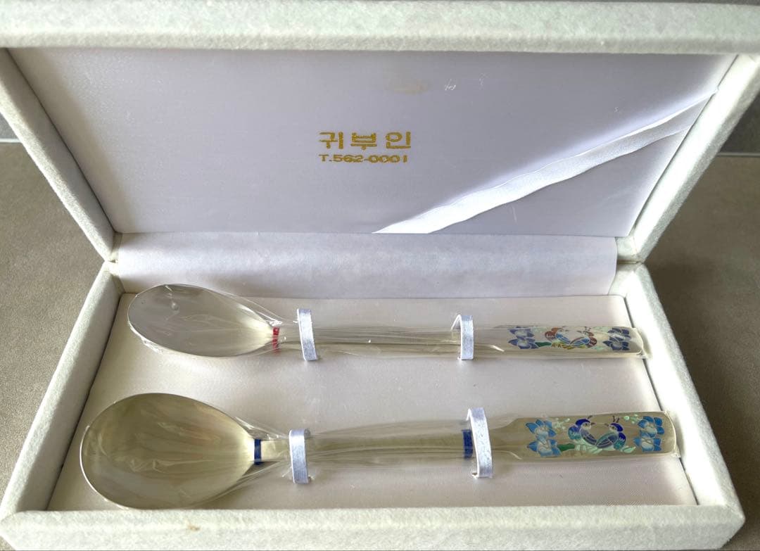 銀製　スプーン・箸セット　Ag800 93g 韓国製