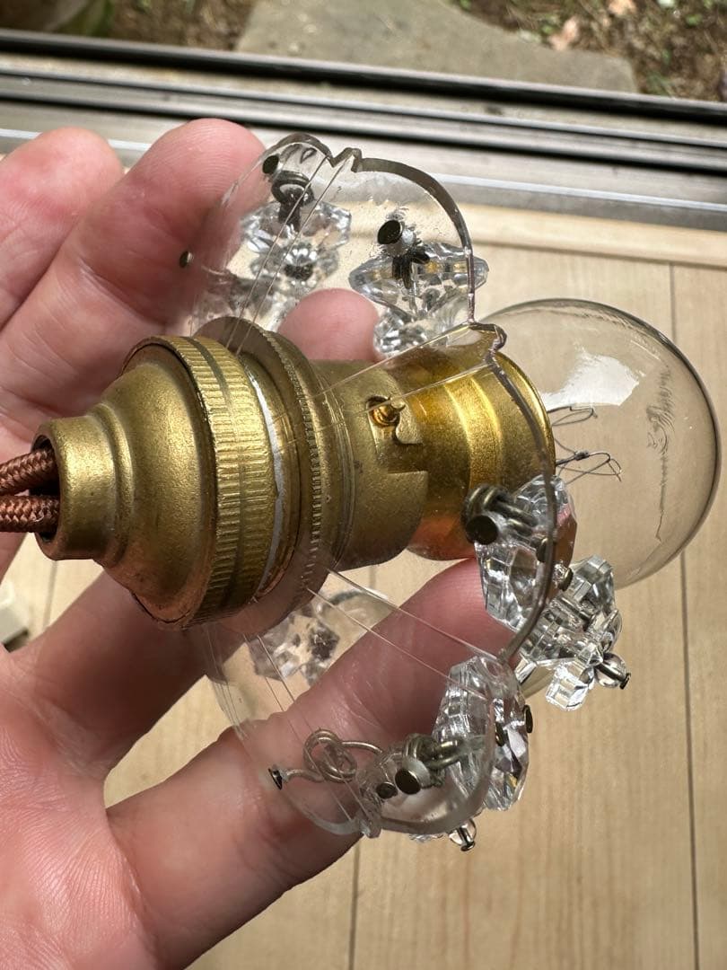 1900's フランス アンティーク 雨に濡れた小さなお花のミニシャンデリア＊