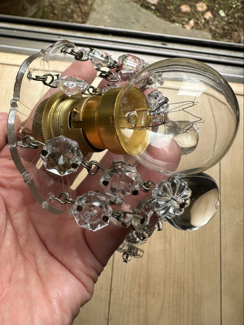 1900's フランス アンティーク 雨に濡れた小さなお花のミニシャンデリア＊