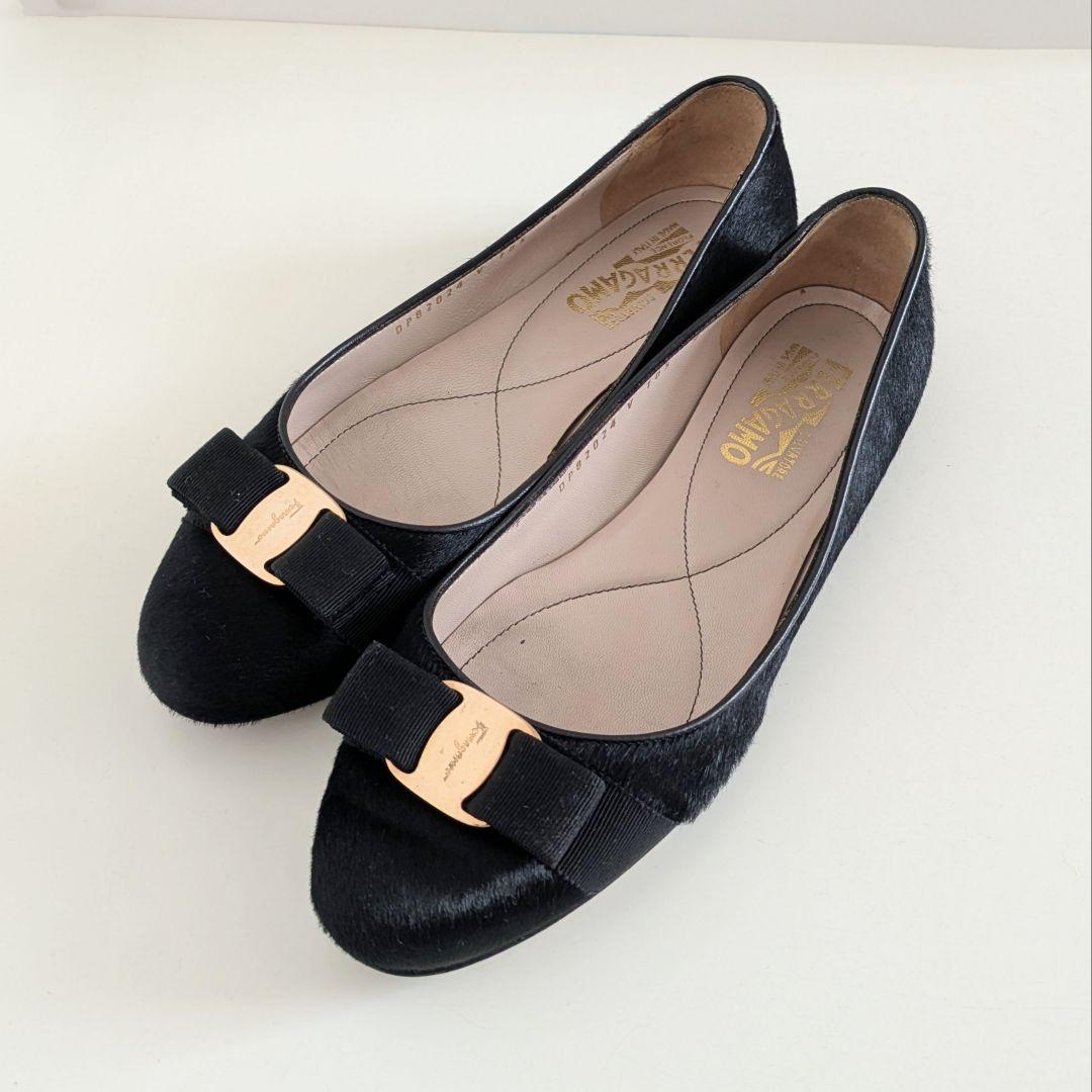 フェラガモ ヴァラ リボン パンプス ヴァリナ フラットシューズ 8C 収納袋付