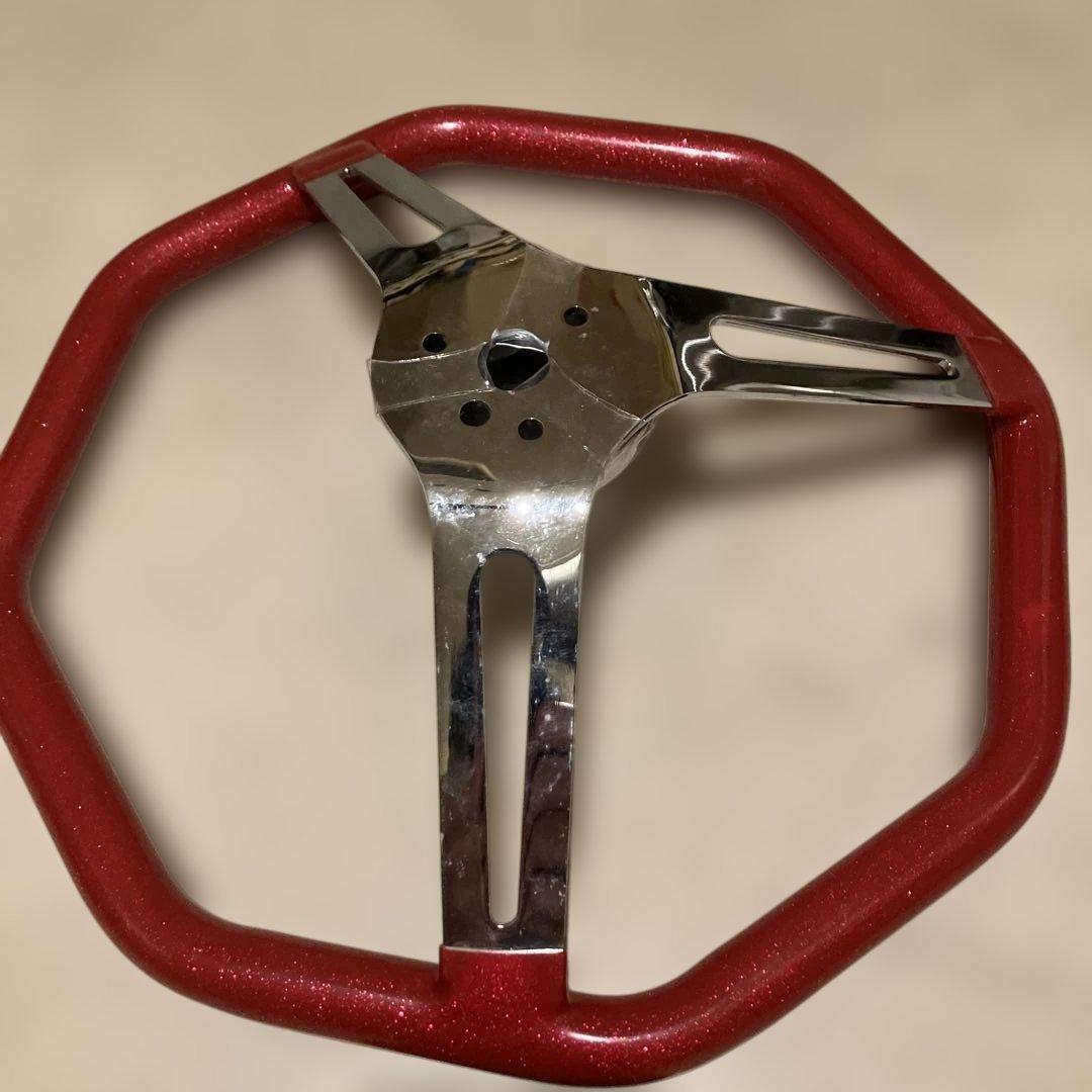 アメ車ステアリングホイール 約30cm 赤