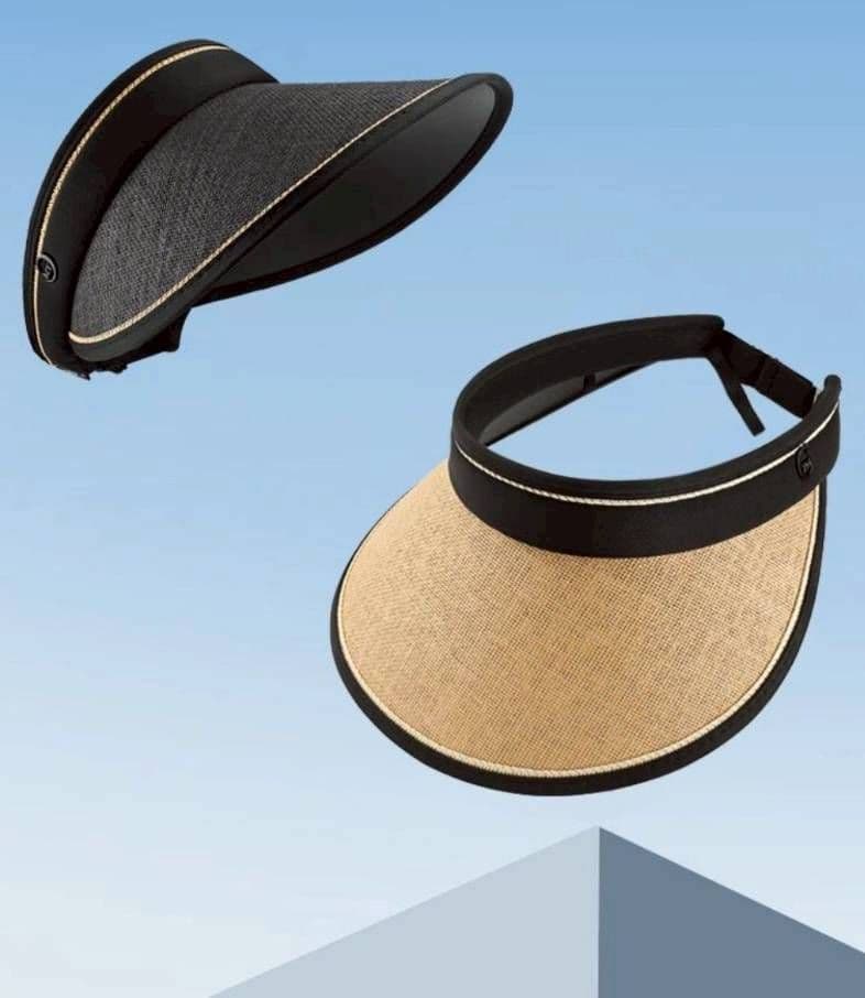 【新品】サンバイザー　折り畳み　紫外線　サンカット　ブラック　UV 帽子　ゴルフ