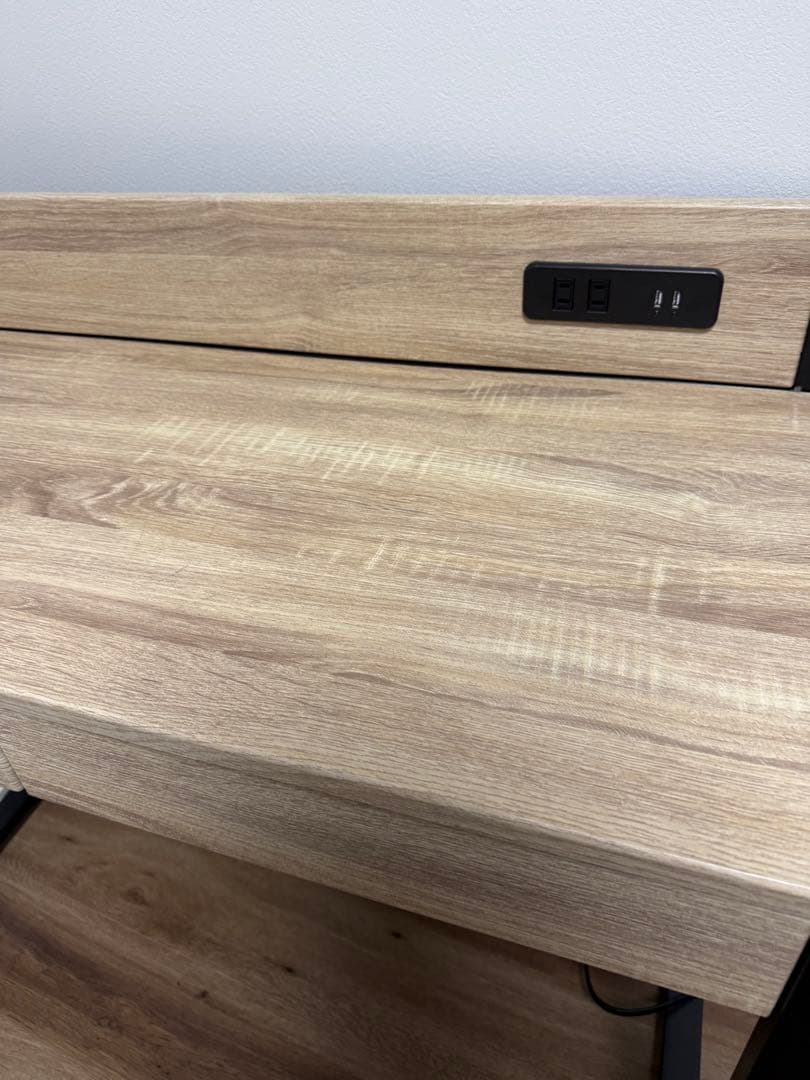 木目調パソコンデスク USBポート付き