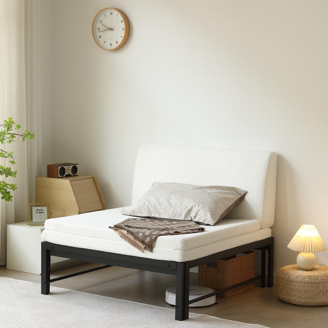 【ブラック】伸長式ベッド シングル パイプベッド 伸縮 下収納 パイプベッド