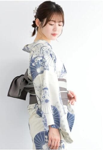 プチサイズS◆ノー皺加工最高級クールパス◆花傘雨花の夏浴衣140～159cm向け