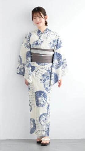 プチサイズS◆ノー皺加工最高級クールパス◆花傘雨花の夏浴衣140～159cm向け