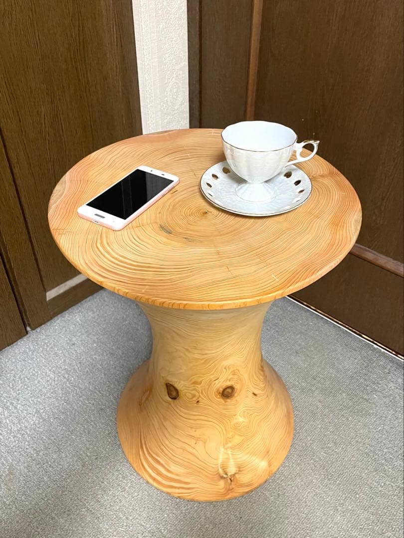丸太　木製フレア型サイドテーブル