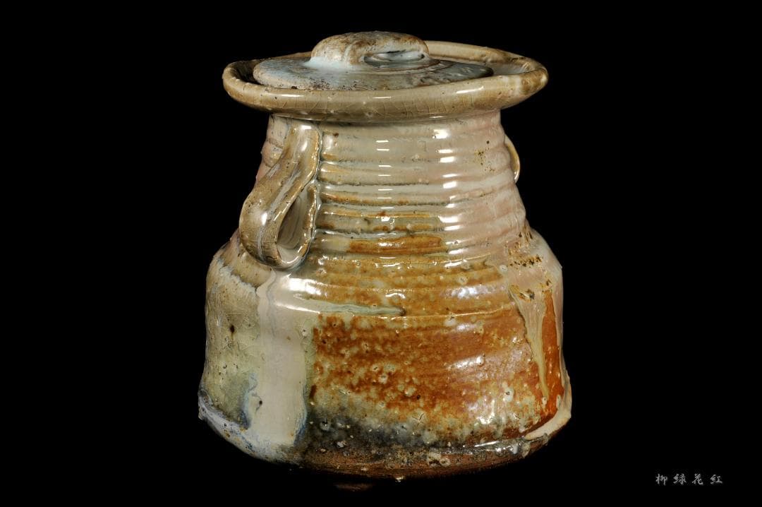 十三代 坂田泥華 萩耳付灰被 水指 淡々斎書付 共箱 茶道具 天耳庵 最上位作品