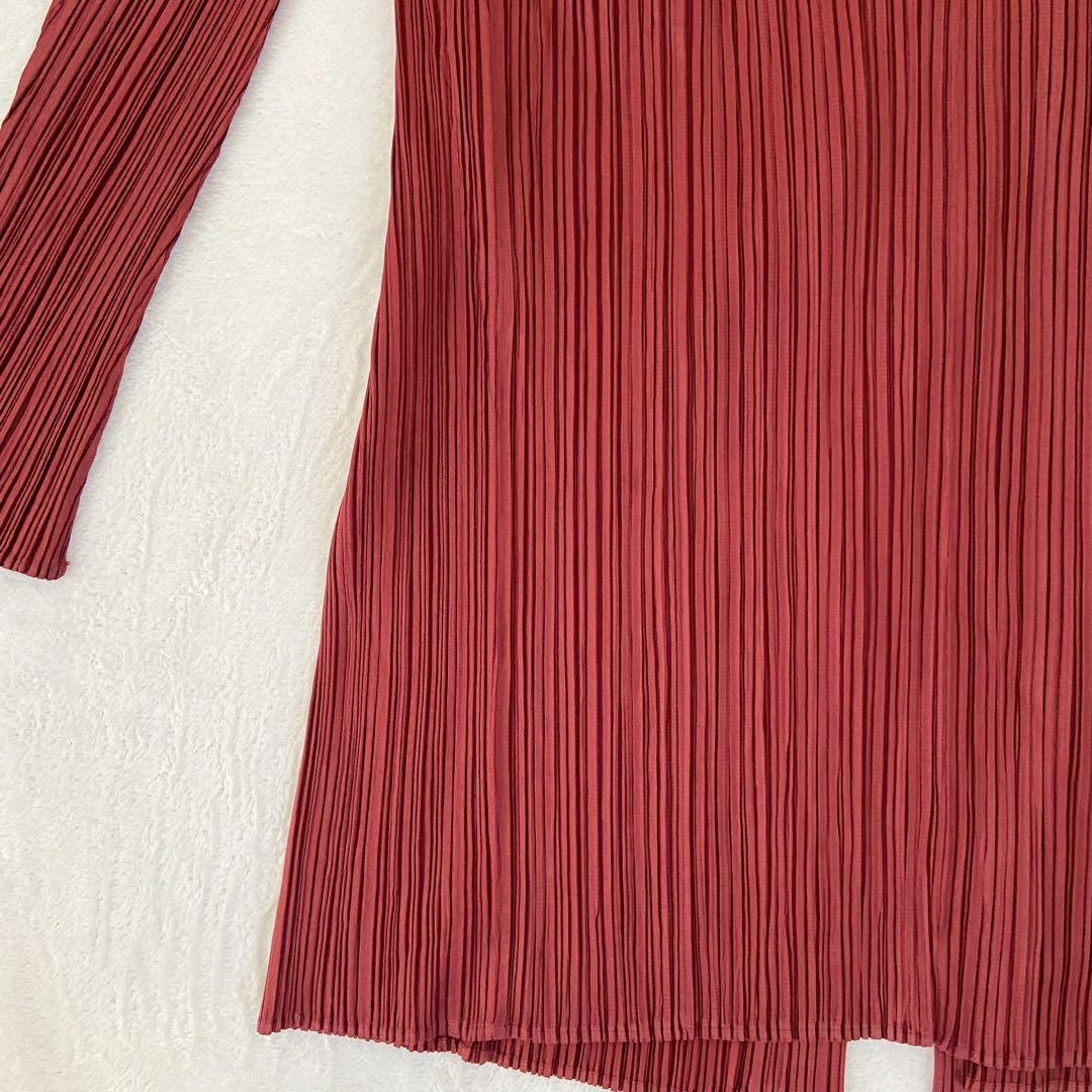 美品　プリーツプリーズ　羽織り　1ボタン　トップス　カーディガン　ブラウス　4