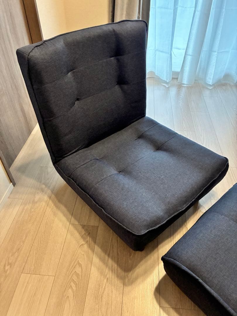 【オットマン付】 ハイバックソファー　浅葱　一人掛けシングルタイプ