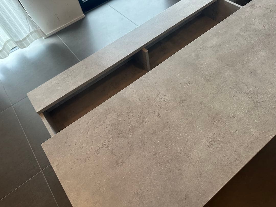 リ*サ様 【美品】昇降式テーブル/ストーングレー