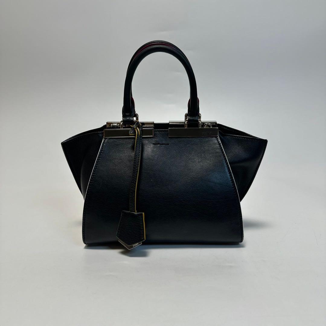 k18【極美品】保存袋付　フェンディプチトロワジュール 黒　2wayショルダー.