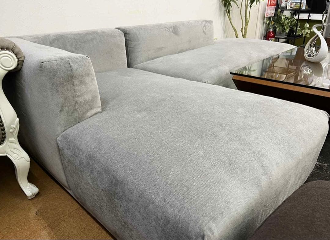 【地域限定無料配送】 Francfrancフランフラングレー L字型ソファ