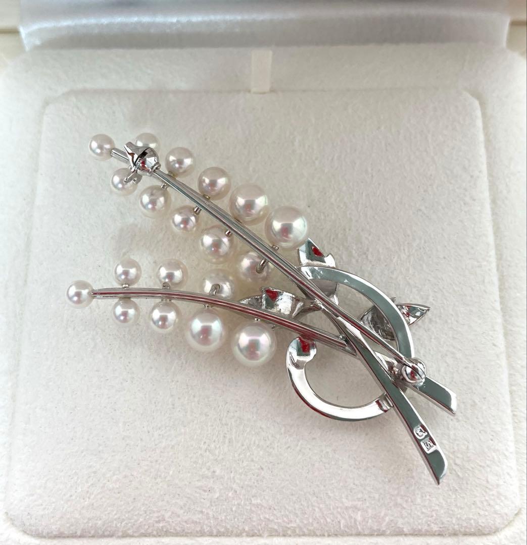 【極美品】ミキモト パール ベビーパール ブローチ ボタニカル フラワー リボン