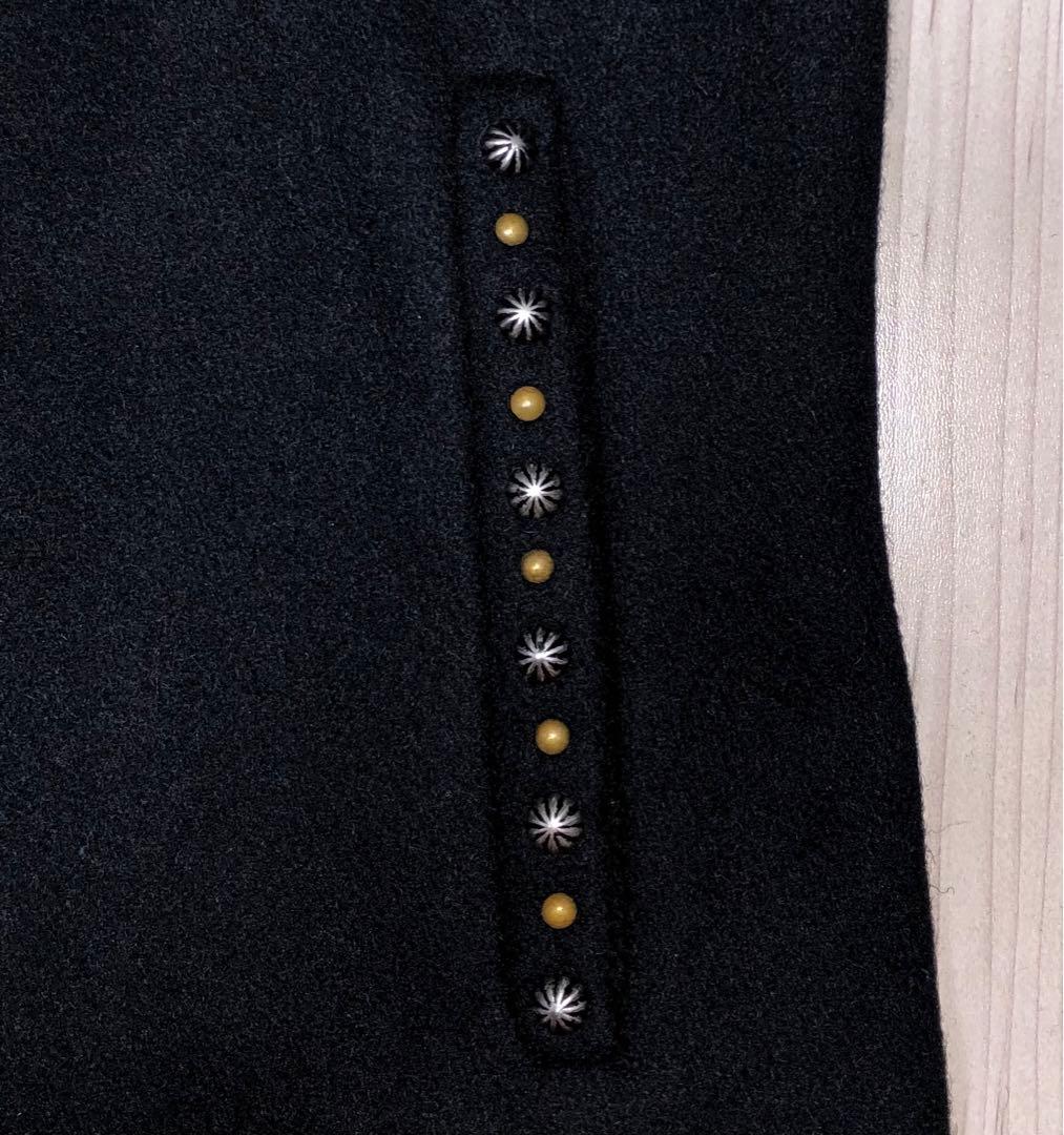 34 新品 Schott x HTC 753US Pコート スタッズ タイト 黒