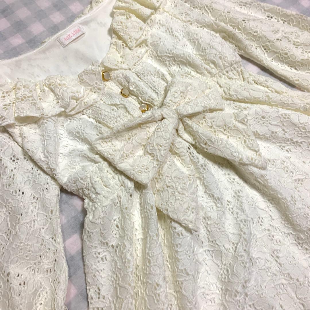 LIZLISA 希少 ホワイト レース リボン ワンピース