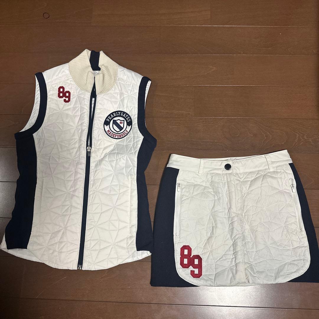 レア\"PEARLY GATES 韓国　スカートとダウンベストセット サイズ0
