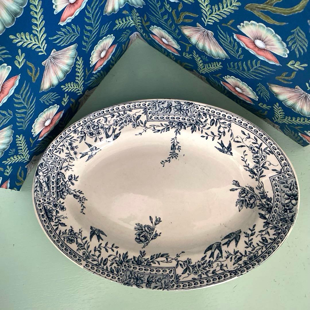 フランスアンティーク プレート ツバメ 皿 CERESフランス リュネヴィル製