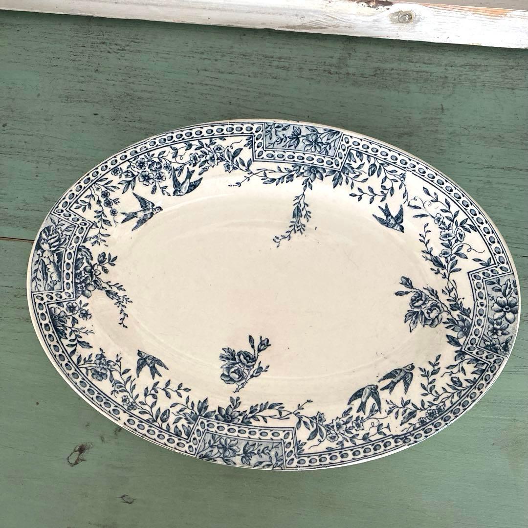 フランスアンティーク プレート ツバメ 皿 CERESフランス リュネヴィル製