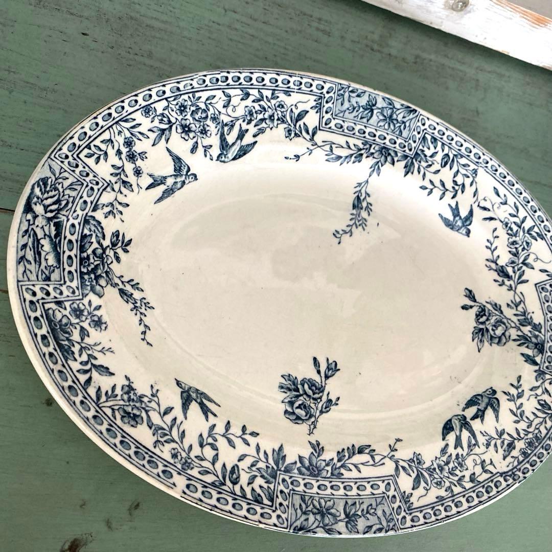 フランスアンティーク プレート ツバメ 皿 CERESフランス リュネヴィル製