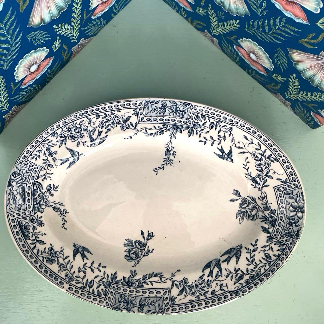 フランスアンティーク プレート ツバメ 皿 CERESフランス リュネヴィル製