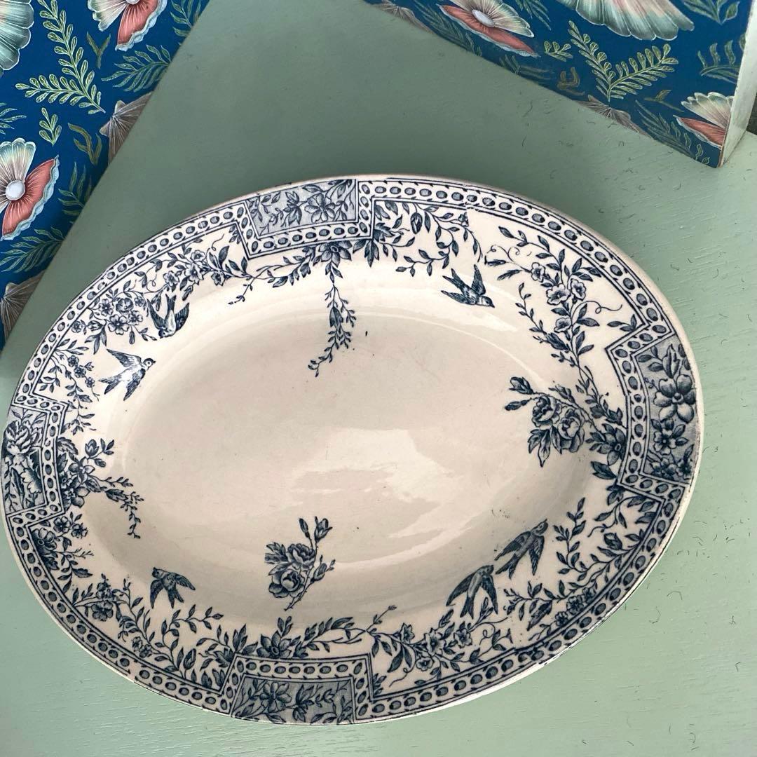 フランスアンティーク プレート ツバメ 皿 CERESフランス リュネヴィル製