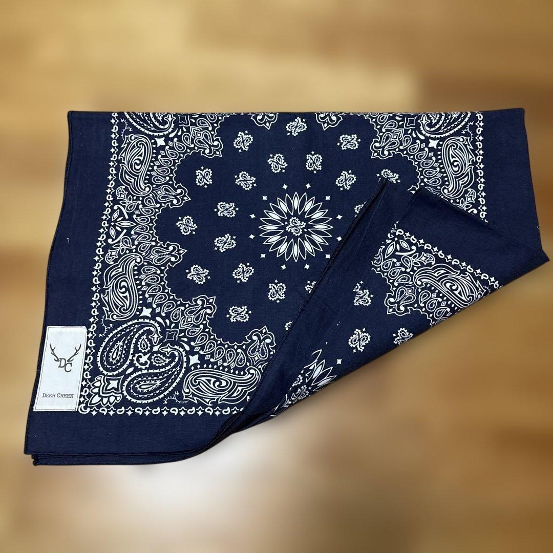 80’sHAV-A-HANK未裁断ビンテージバンダナ　米国製　ネイビーペイズリー