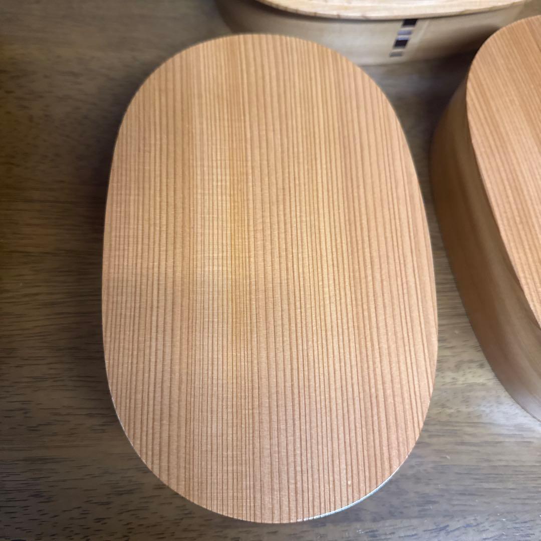 秋田　曲げわっぱ　未使用　弁当箱 朱塗　2段重ね