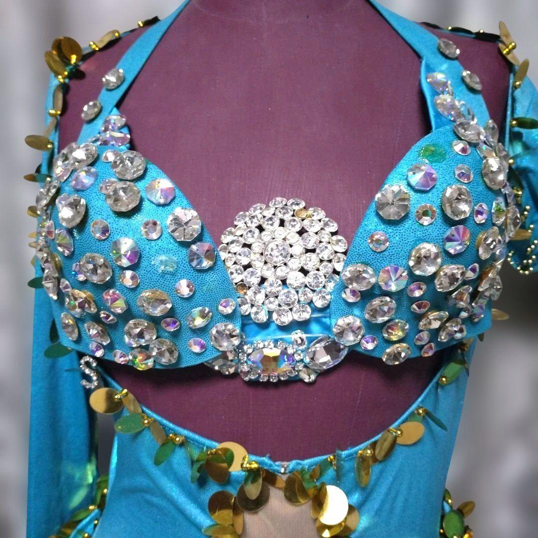 サハルオカーシャ ベリーダンス衣装 ブルー バラディドレス サイーディドレス