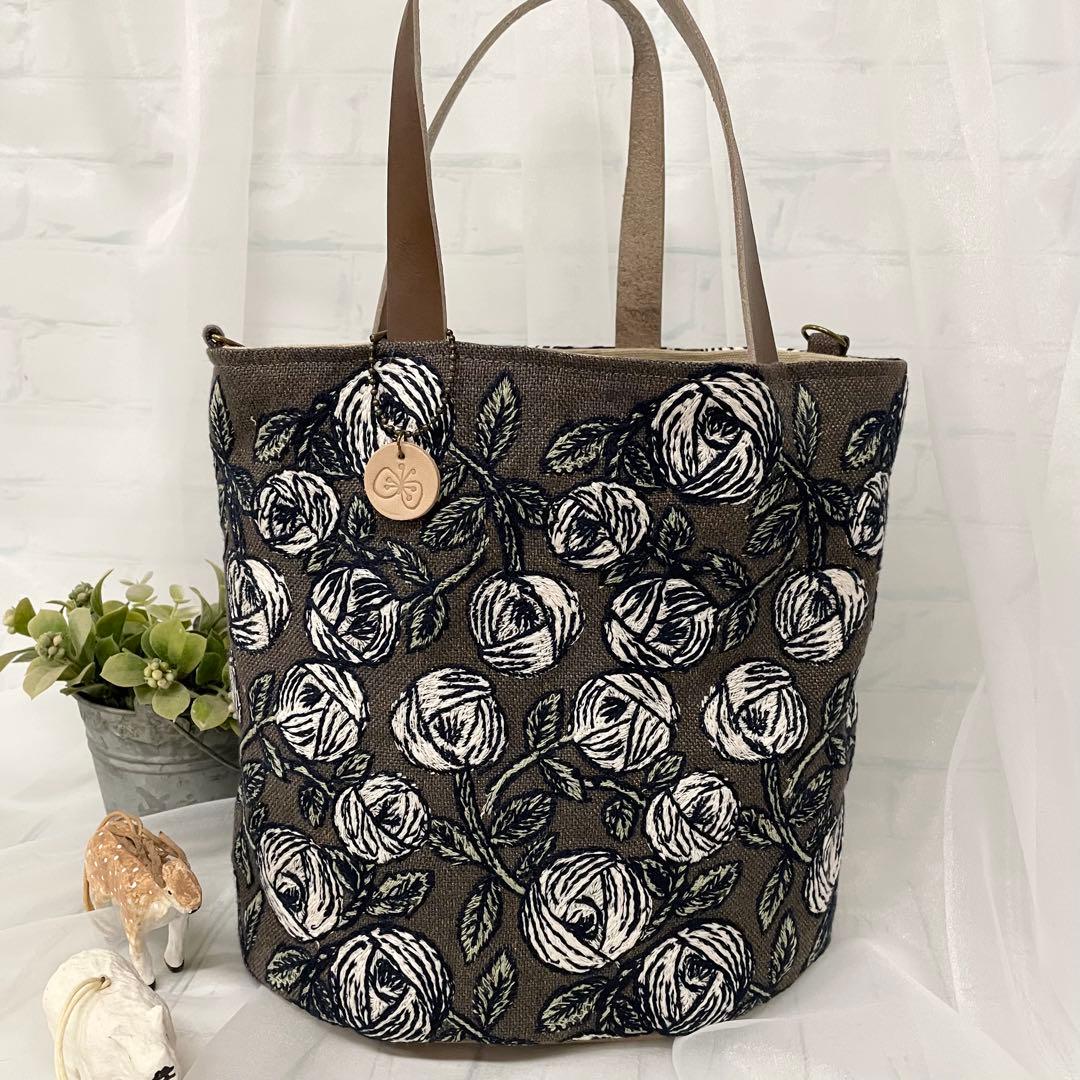 ハンドメイド　バケツトートバッグ　ミナペルホネン rosy 453