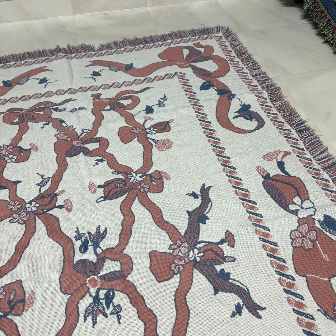 リボン　マルチカバー　ソファーカバー　ヴィンテージラグ　175x124