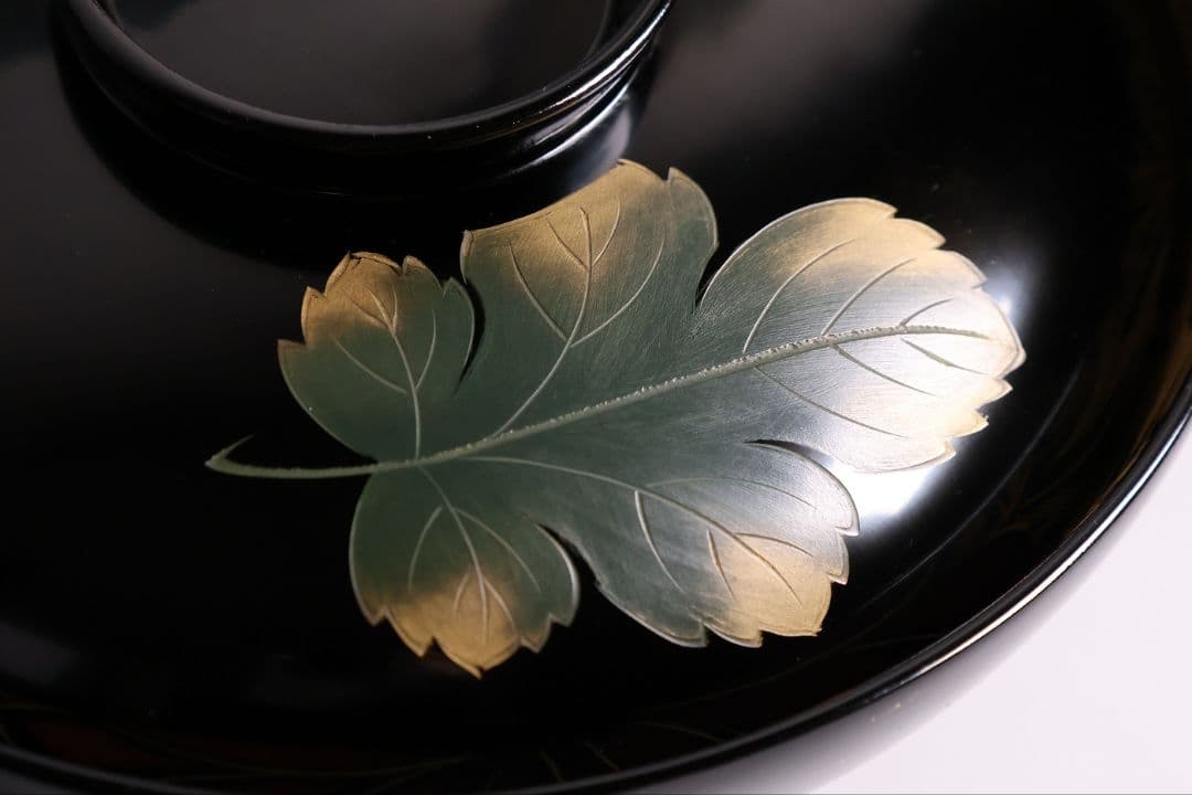 【CM366】輪島塗 塩徳屋漆器店 沈金 菊尽 煮物椀 五客 木製漆器 黒塗