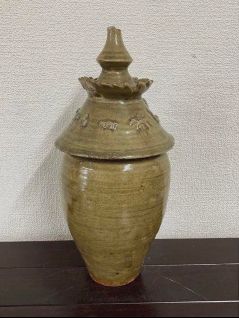 【希少品】中国宋時代　越窯蓋瓶y116