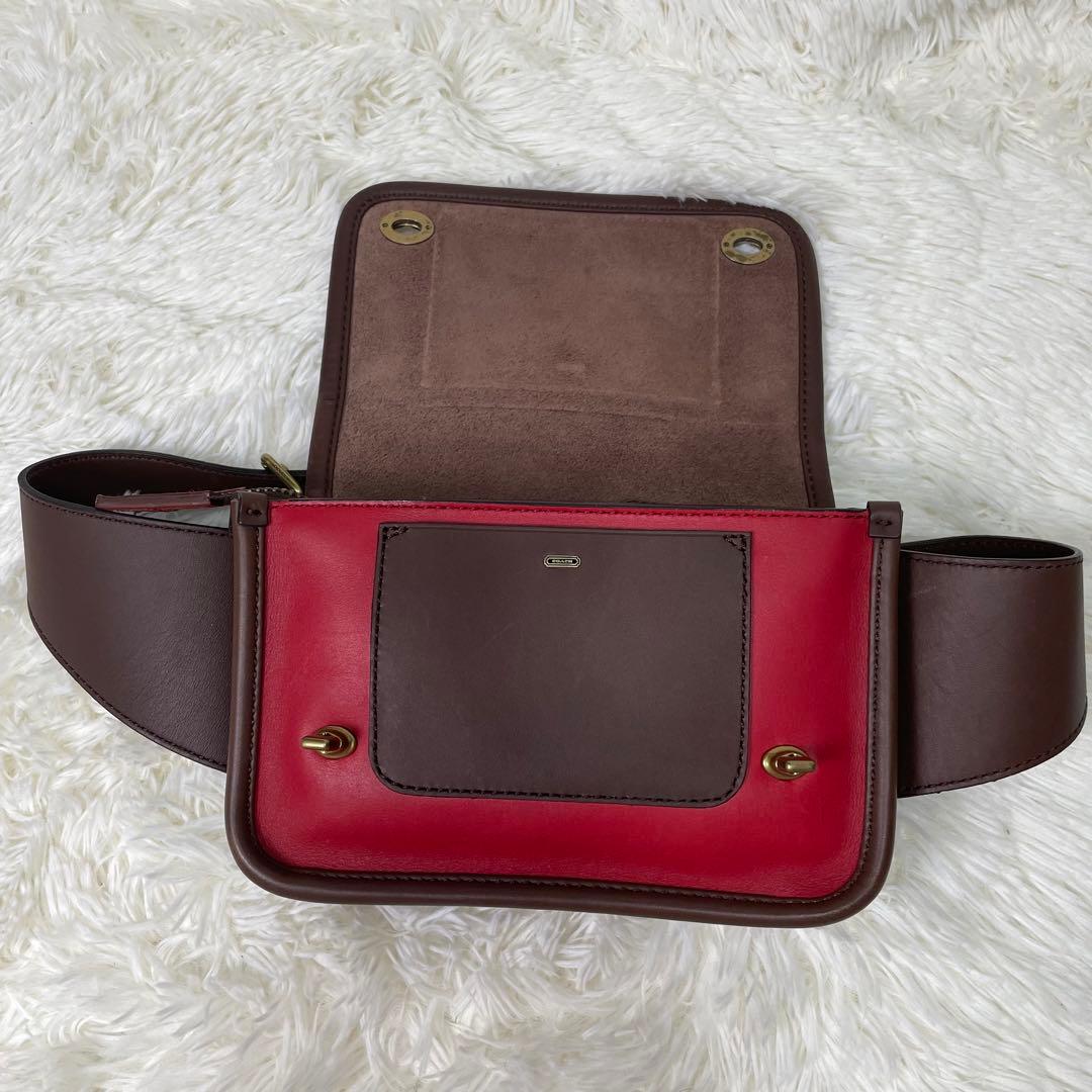 COACH コーチ ボディバッグ 70989 レザー ブラウン レッド レガシー