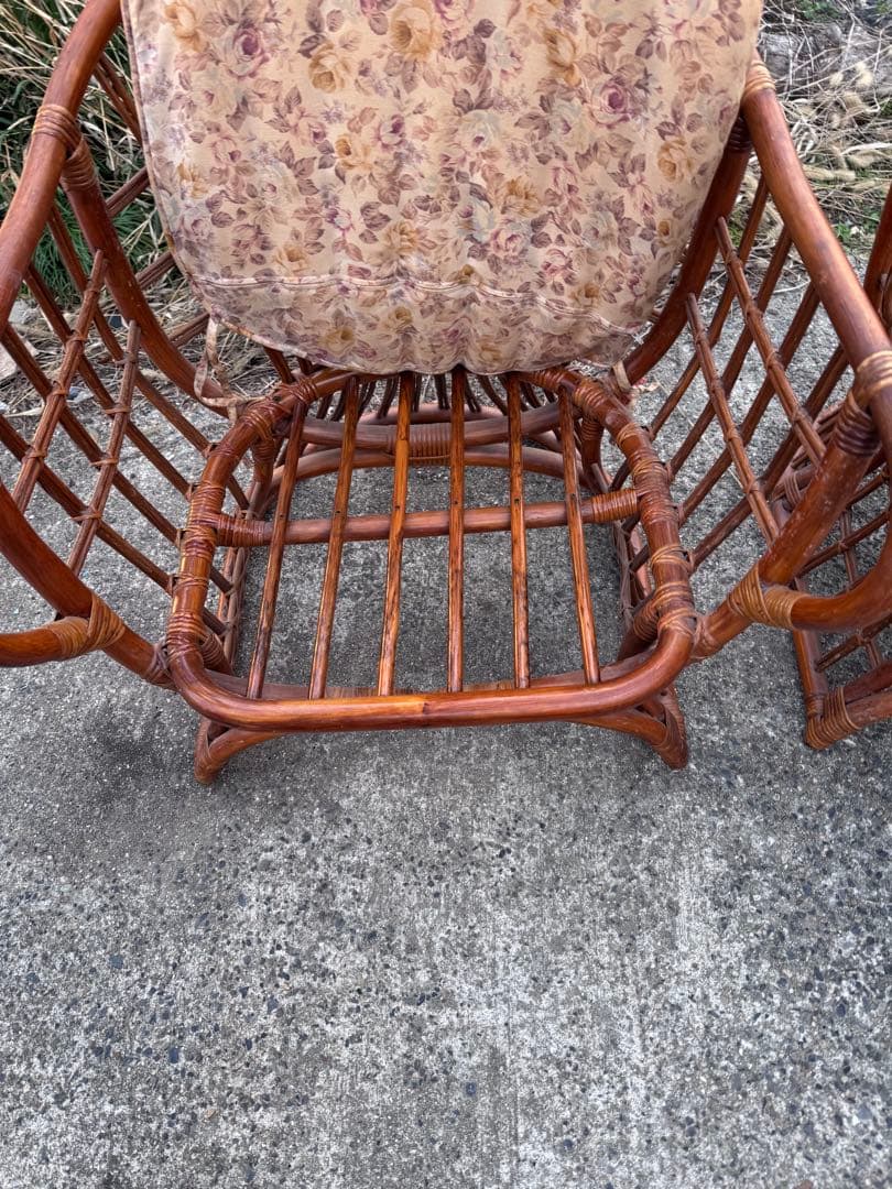 ヴィンテージ　ラタン製カジュアルチェア2脚セット