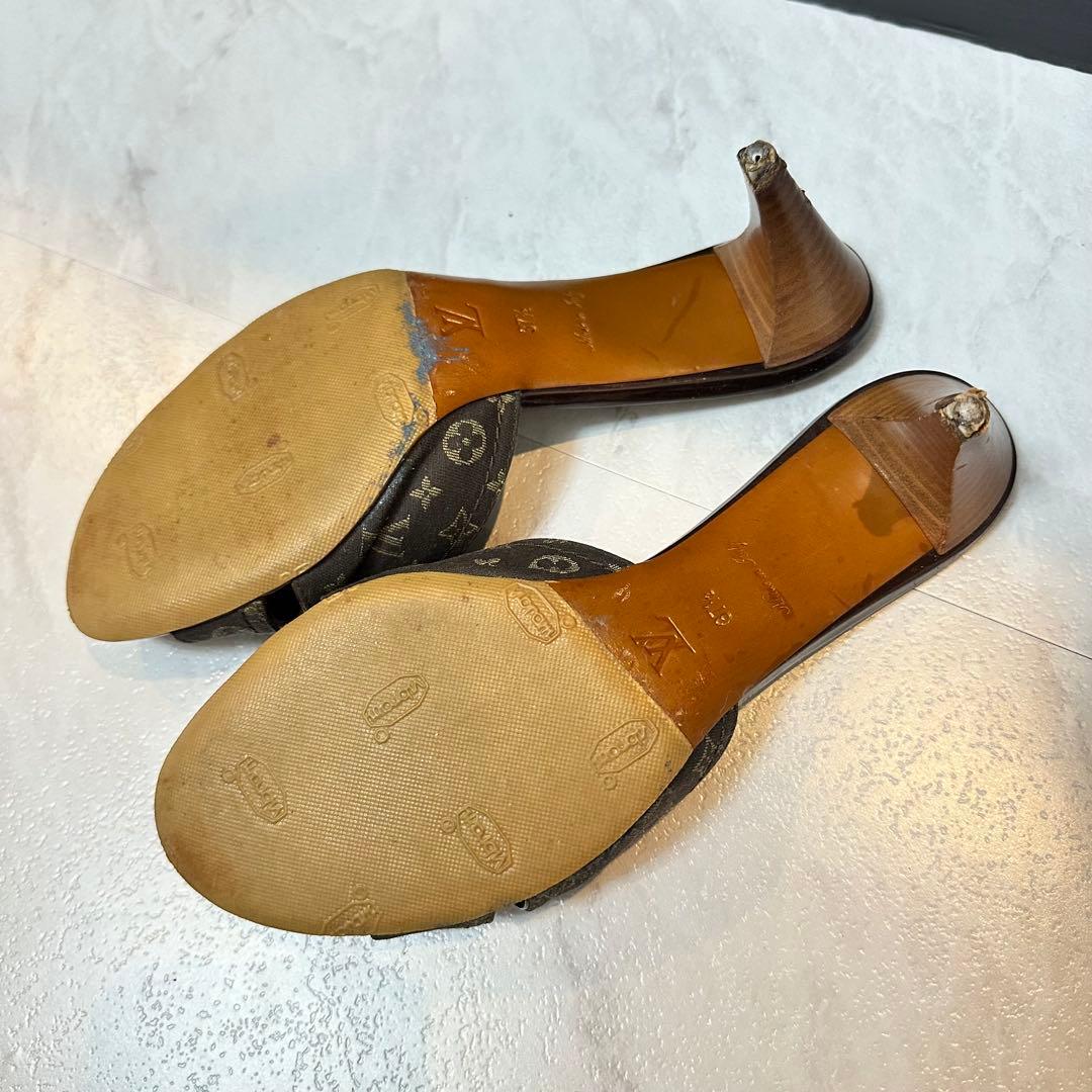 LOUIS VUITTON クロスストラップ ミュール ブラウン モノグラム