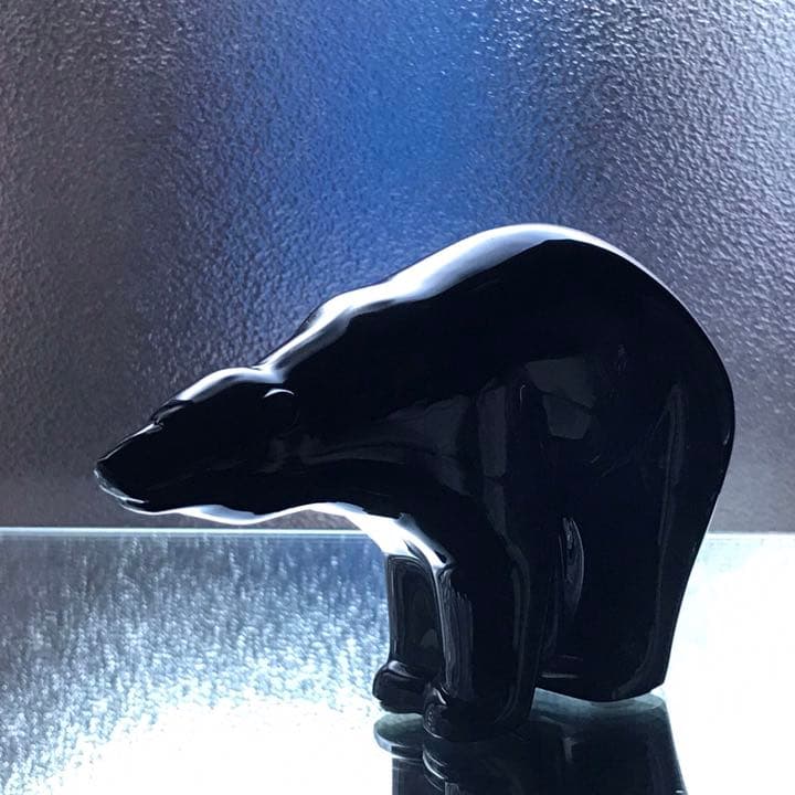 希少美しい艶バカラBACCARATブラッククリスタル熊ジョルジュ シュヴァリエ作